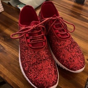 Red glitter shoes